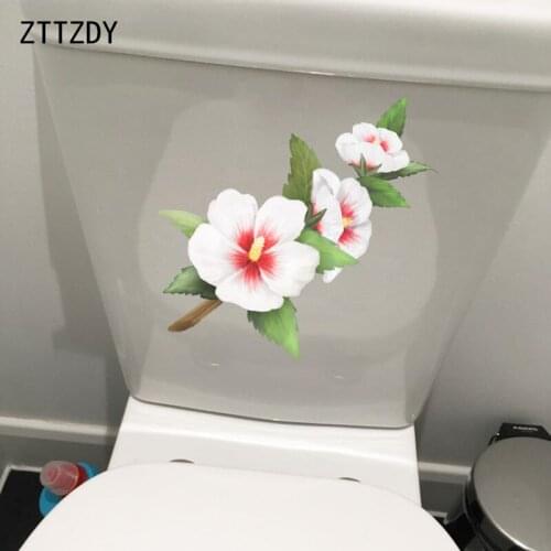 ZTTZDY 17.5*23.9CM Hibiscus Creative Wall Decal Home Living Room Decor Toilet Seat Stickers T2-0119