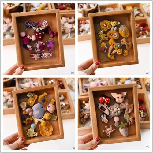 10pcs Headwear Gift Box Children Accessories Ribbon Bow Hair clip Hairpins Girls Princess Headdress Crown Cute Animal Hair Grip