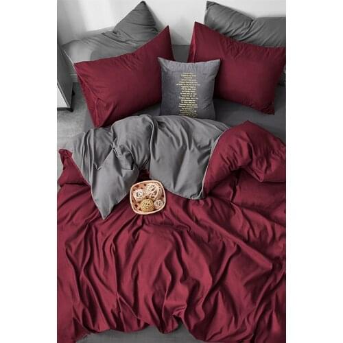 Ranforce 100 Cotton Double Personality Gray-Burgundy Duvet cover set GRBRD67