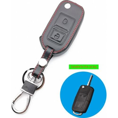 2 Buttons Leather Flip Car Key Cover Case For Volkswagen Amarok Polo Golf 5 6 7 MK4 Bora Altea Alhambra