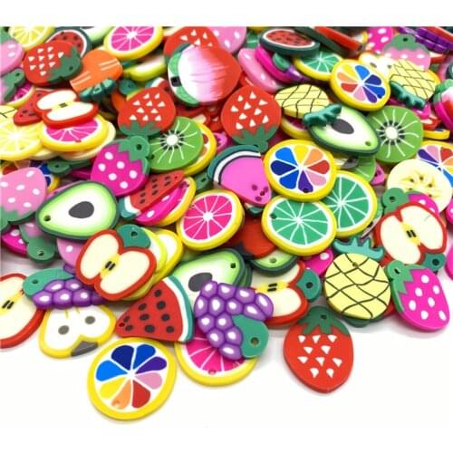 20Pcs/lot 20mm Fruit Beads Flakes Clay Beads Mixed Color Polymer Clay Spacer Beads For Jewelry Making DIY Bracelet Hairpin