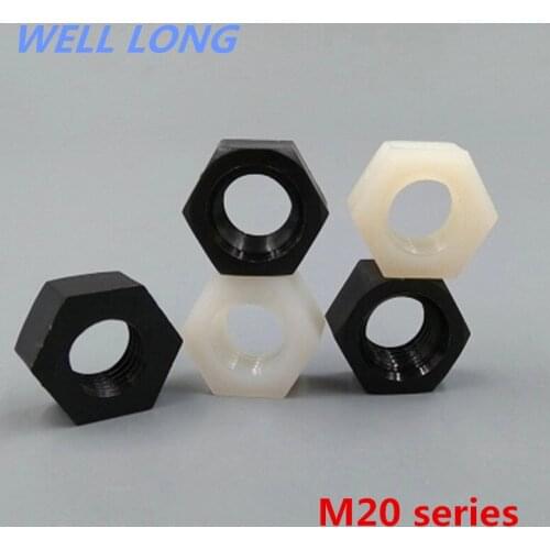 20pcs/lot M20 Nylon Hex Nuts Nylon Nuts Insulated Plastic Nuts Plastic Nuts