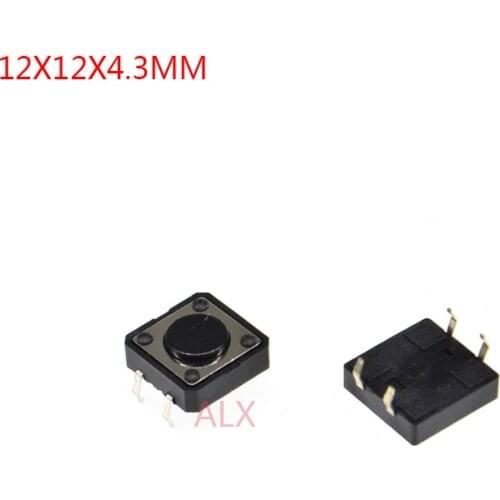 30PCS 12X12x4.3mm 4PIN dip TACT push button switch Micro key power tactile switches 12x12x4.3 12*12*4.3MM Light touch
