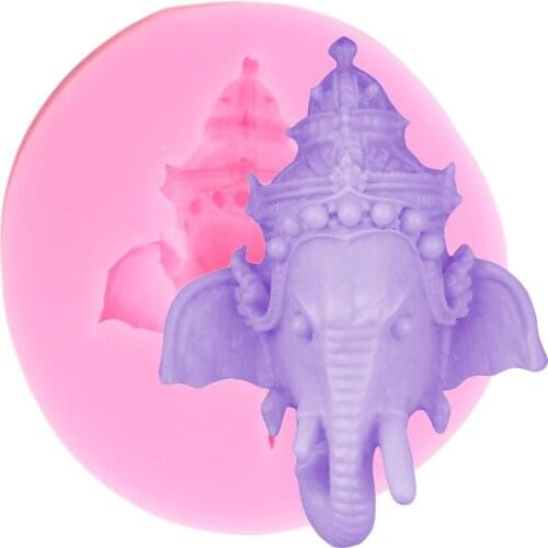 3D Craft Elephant Head Silicone Molds Fondant Chocolate Mould Cake Decorating Tools Polymer Clay Candy Moulds