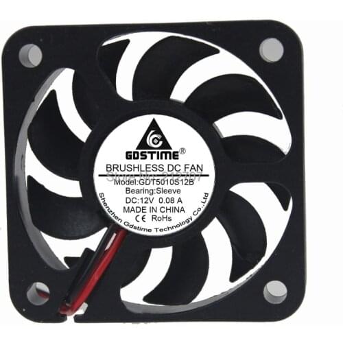 500PCS Gdstime 12V 2Pin 9 Blades DC Cooling Fan 5010 50mm 5cm 50x50x12mm