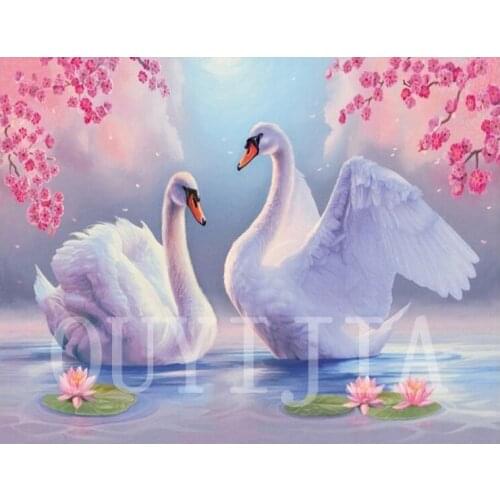 5d DIY Diamond Painting Animal White Goose Full Square Round Rhinestone Embroidery Craft Home Decoration Set