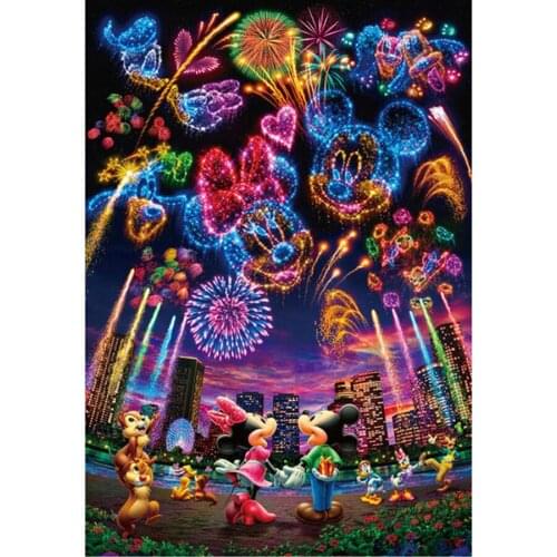 5D DIY Diamond Painting Mickey Minnie Fireworks Diamond Embroidery Diamond Mosaic Full Cross Stitch Kits Home Decoration Disney