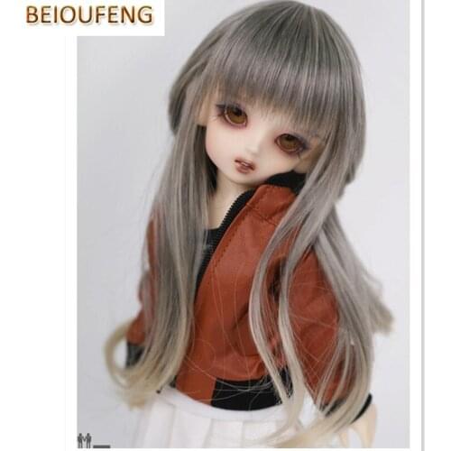 BEIOUFENG (15.5-17CM) 1/6 BJD Wig Long High Temperature Doll Wigs for Dolls Accessories,Fashion Synthetic Doll Hair for Dolls