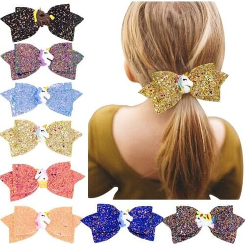 Unicorn Glitter Hair Bows Clips Accessories for Girls Kids Hairpins Fairy Clip Handmade Barrettes Party Outfit Headwear HC135