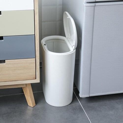 Large Pressing Type Waste Bins with Lid Narrow Oval Trash Can Creative Plastic Garbage Cans Storage Bucket Home Cleaning Tool