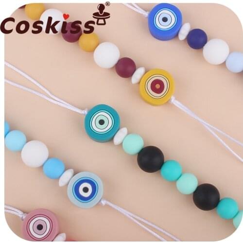 Coskiss 2pc Angel Eyes Pacifier Chain Silicone Pacifier Clip Personalized Baby Teether Plastic DIY Food Grade Baby Care