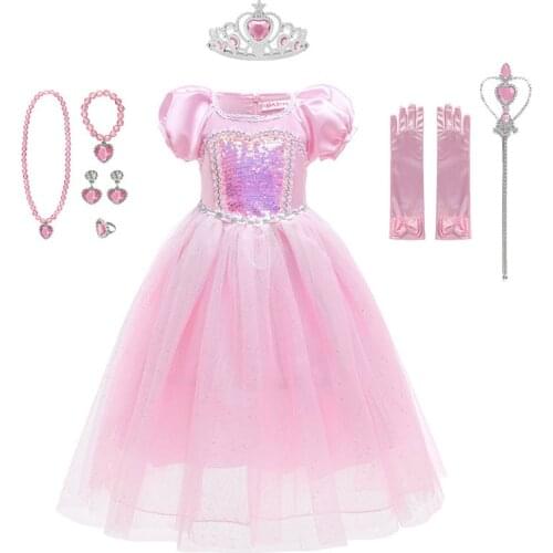 Girls Aurora Dress Kids Halloween Sleeping Beauty Puff sleeve Costume Child Christmas Birthday Princess Party Ball Gown Clothing