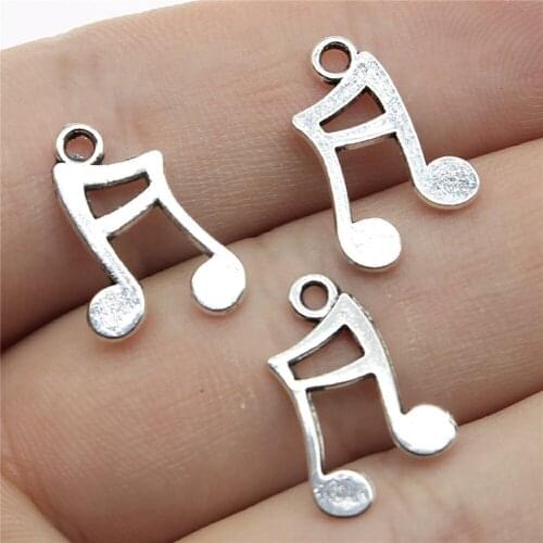 40pcs Charms Musical Note 17x11mm Tibetan Bronze Silver Color Pendants Antique Jewelry Making DIY Handmade Craft