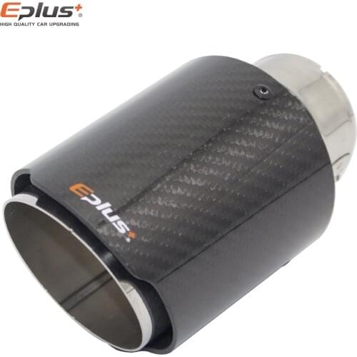 EPLUS Car Glossy Carbon Exhaust System Muffler Tip Universal Straight Stainless Silver Mufflers Multi-Size For Akrapovic