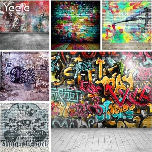 Yeele Grunge Graffiti Brick Wall Floor Photocall Photography Backgrounds Custom Portrait Photographic Backdrops For Photo Studio