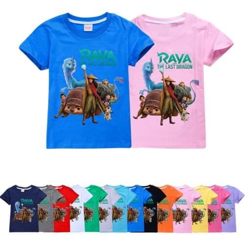 Disney Kids T-Shirt Raya and The Last Dragon Cartoon Print Short Sleeve Children Casual Tshirts Boys Girls Fashion Clothes Tops