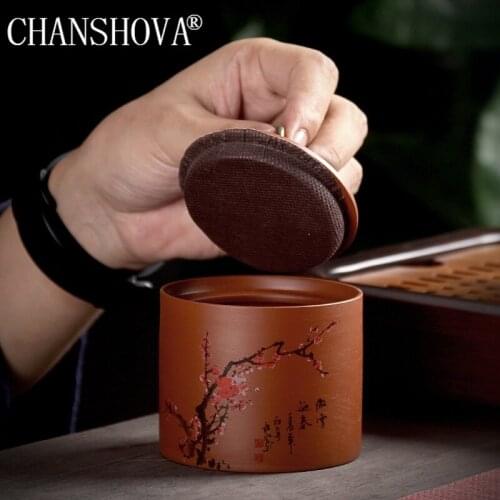 CHANSHOVA China Zisha Teapot Meilan Zhuju Sijunzi Ceramic Dry Goods Small Sealed Piggy Bank tea box tea caddy tea container