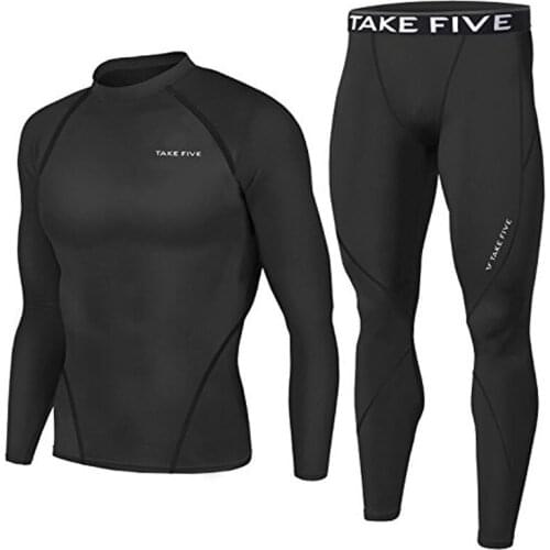 Newest Edition TakeFive Mens Compression Skin Tight Long Sleeve Shirts & Pants Sets-001+501
