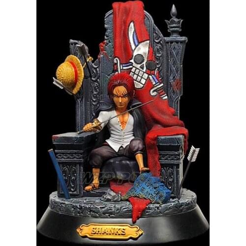 New 22cm One Piece Four Emperors Shanks Figure toy PVC red hair Sitting position Action Figure Collectible Model kids toys