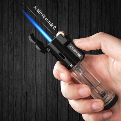 New Windproof Lighter Inflatable Gas Male Creative Personality Straight Into The Blue Fame Grinding Wheel Cigar Lighter