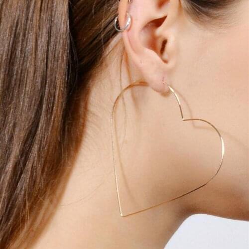 The New Fashion Personality Exaggerated Sexy Tide Female Earrings Love Big Heart Earrings Jewelry Brincos