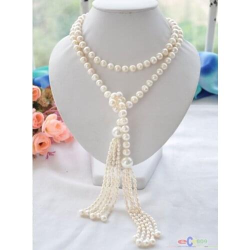 Wholesale New Style 50" 10mm white round freshwater pearl necklace