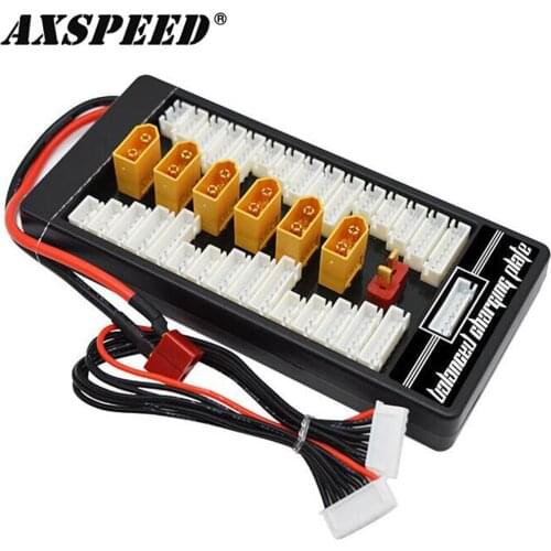 AXSPEED 2S-6S XT60 Plug Parallel Charging Board for LiPo/LiFe/Li-lon Cells XT60 JST XH Adapter Balance Charger Expansion Board