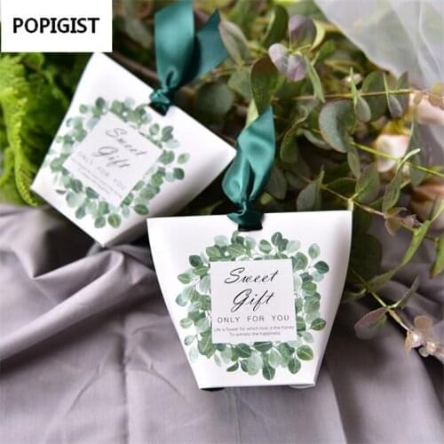 The leaves wreath Gift Bags Wedding Favors G Candy Boxes Bomboniera Sachet Party Gift Box Souvenirs chocolate box