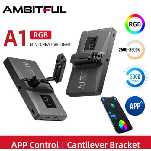 AMBITFUL A1 RGB 2500K-8500K Dimmable Full Color LED Video Light Cantilever Bracket with APP for DSLR Camera Light Vlogging Live