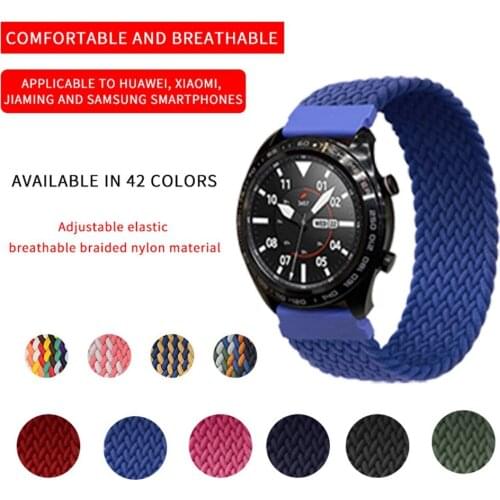 Adjustable Braided Solo Loop Band for Samsung Galaxy Watch Band S2 S3 Bracelet 20mm 22mm Replacement Belts Correa Accessories