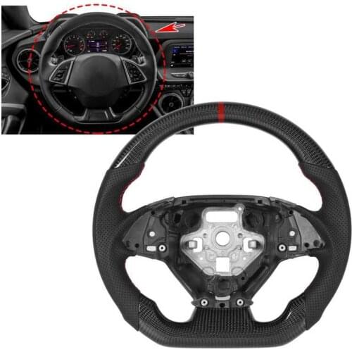 Custom Carbon Fiber Steering Wheel Nappa Perforated Leather Fit for Chevrolet Camaro 2016 2017 2018 2019 2020 2021 Car style