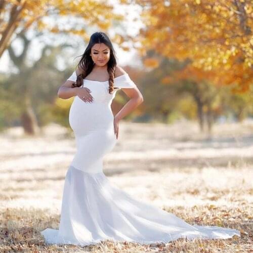 Sexy Off Shoulder Maternity Dresses For Photo Shoot Baby Shower Long Pregnancy Dress Photography Props Pregnant Women Maxi Gown