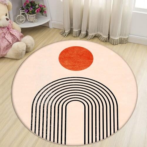 Gray Round Kids Room Rug clock numbers girl heart educational carpet