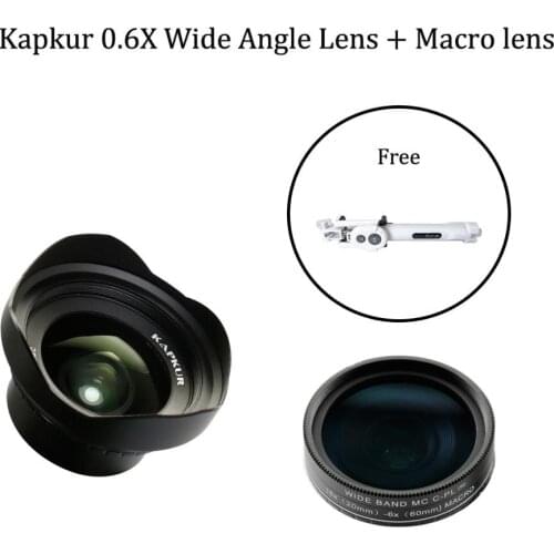 Kapkur 0.6X HD Wide Angle Lens + Macro Lens with one Phone Case and one free Selfie Stick