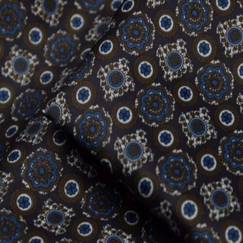 Pretty Blue Brown Flower Coin Jacquard Polyester Lining Fabric 50x140cm DIY Sewing Cloth Dress Lining Home Decoration