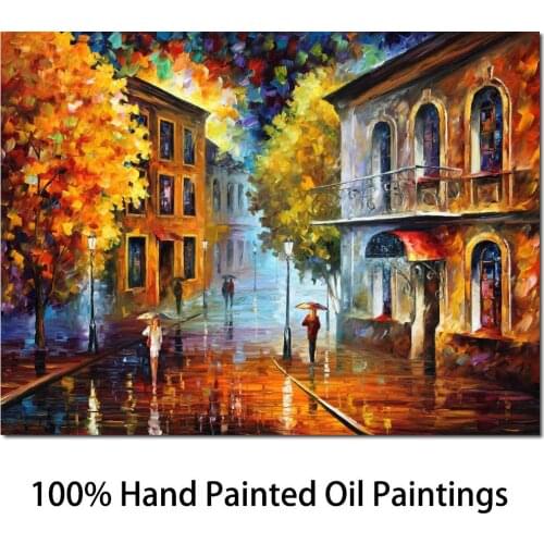 Landscapes Painting Canvas etude in red Modern knife oil High quality Hand painted living room Wall Art Home Decor