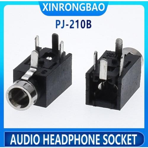 Stereo audio 2.5mm phone jack socket for cellphone Audio Connector Female 4 Pin DIP Stereo Headphone Jack PJ210B Good quality BK