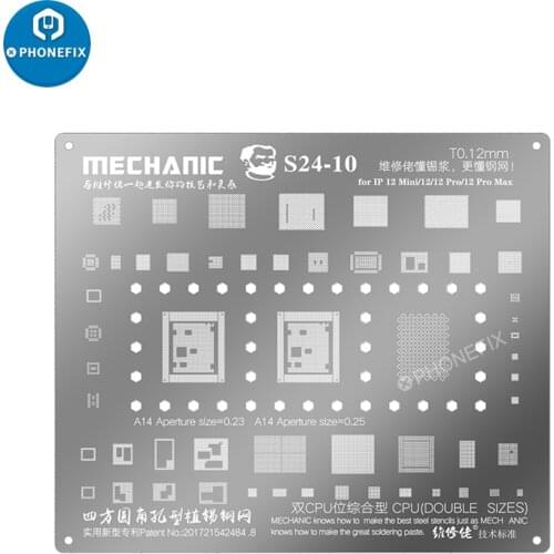 Mechanic S24 BGA Reballing Stencil Template 0.12mm CPU IC Chip Tin Steel Mesh Planting Soldering Net For iPhone 12/12 Pro Max