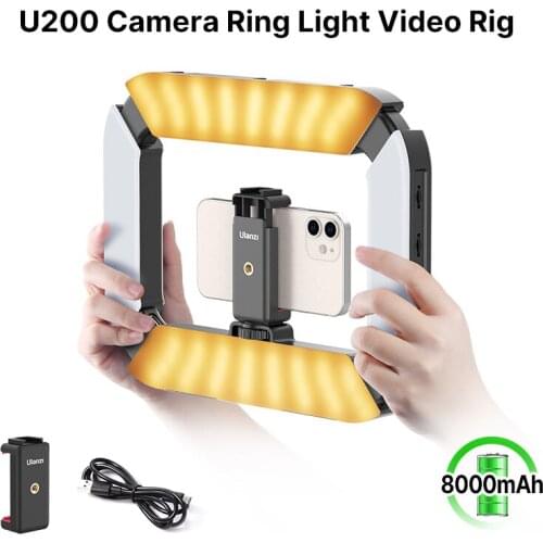 Ulanzi U-200 Smartphone Video Rig LED Ring Light with Cold Shoe Expand Mic Tripod for smartphone Gopro Camera Youtube Live Lamp