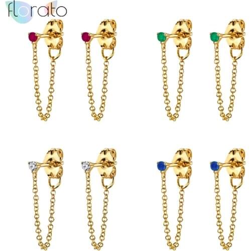 Charming 925 silver needle Long Chain Hollow Stud Earrings Simple Gold Silver Dangle Chain Earrings For Women Fashion Jewelry