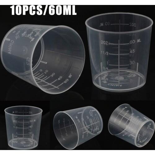 10Pcs 60ml Transparent Measuring Cups Plastic Dispenser Cup Clear Scale Mixing Container Kitchen Tool Supplies