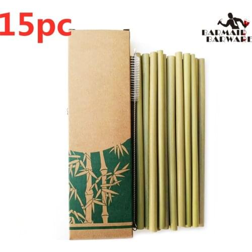 15Pc/Set 20cm Bamboo Straw Reusable Drinking Straws For Party Birthday Wedding Bar Tool