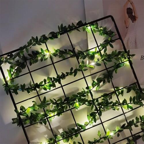 2M 20LED Leaf Garland Lights Fairy Ivy Vine String Light Wedding Birthday Forest Decoration Home Party DIY Hanging Garland Decor