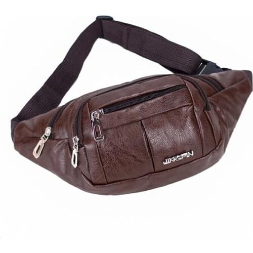 2021 Waist Bag men Waist Pack Waist Bag PU Belt Bag Men Chain Waist Bag For Phone