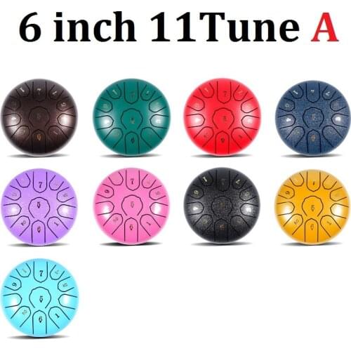 6 inch 8/11 Tune Percussion Musical Instrument Steel Tongue Drum for Beginner Tune Hand Drum Pad Sticks Carrying Bag Percussion