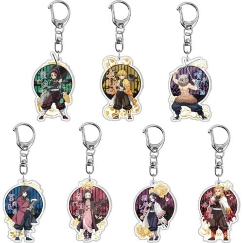 Anime Keychains Demon Slayer Kimetsu No Yaiba Car Accessories Cute Keychain Women Bag Pendant Cosplay Key Chain for Girls Gifts
