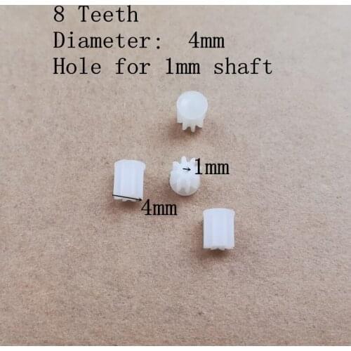Free Shipping 8T 8 teeth 4*1MM 4mm 1mm Small Motor Gears For R/C Model DIY Toys Quadcopter H37 Drone Helicopter Spare Parts