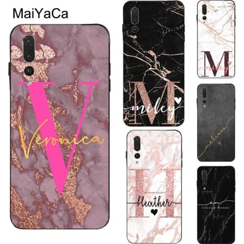 PERSONALISED initials name Rose Gold Case For Huawei Honor 8X 9X 9 10 Lite 20 Pro 10i 7A Pro 7C 8A 8C 8S Y6 Y9 Y7 2019 Nova 5T