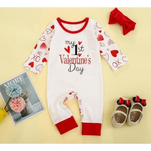 Valentine Day Baby Rompers For Boys And Girls 2021 Newborn Cotton Clothes For Mother Child Long Sleeve 2pcs Climbing Jumpsuits