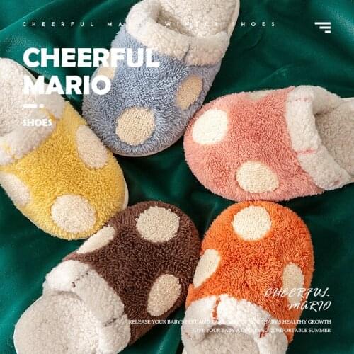 Childrens slippers fall/winter indoor home polka dots warm boys and girls baby cotton slippers children slippers cute slippers